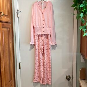 trixxi girl 2 piece jumpsuit Set Jumpsuit & Cardigan Size S (7/8) PINK